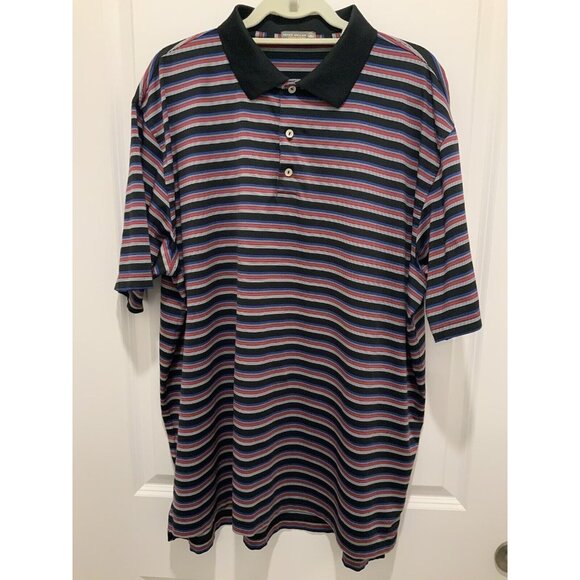 Peter Millar Other - Peter Millar Polo XXL Mens Black Gray Striped Short Sleeve Summer Comfort